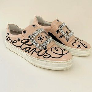 Roger Vivier Pink Sneaky Viv Love Paris Sneakers